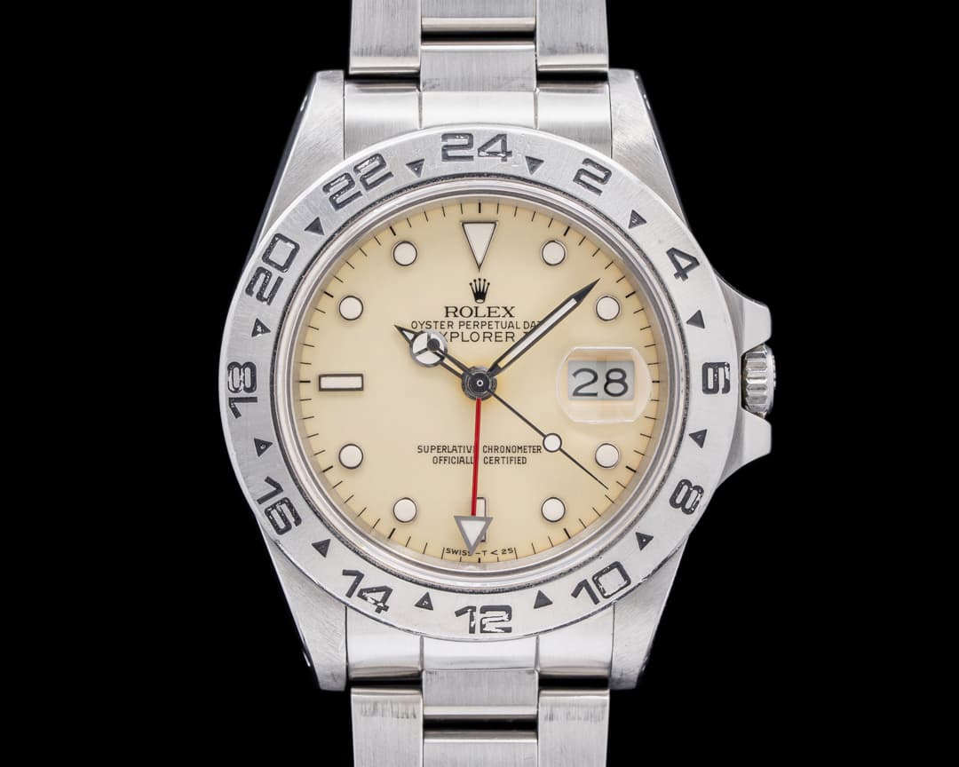 Rolex Explorer II with RARE Transitional Cream Rail Dial SS Stunning