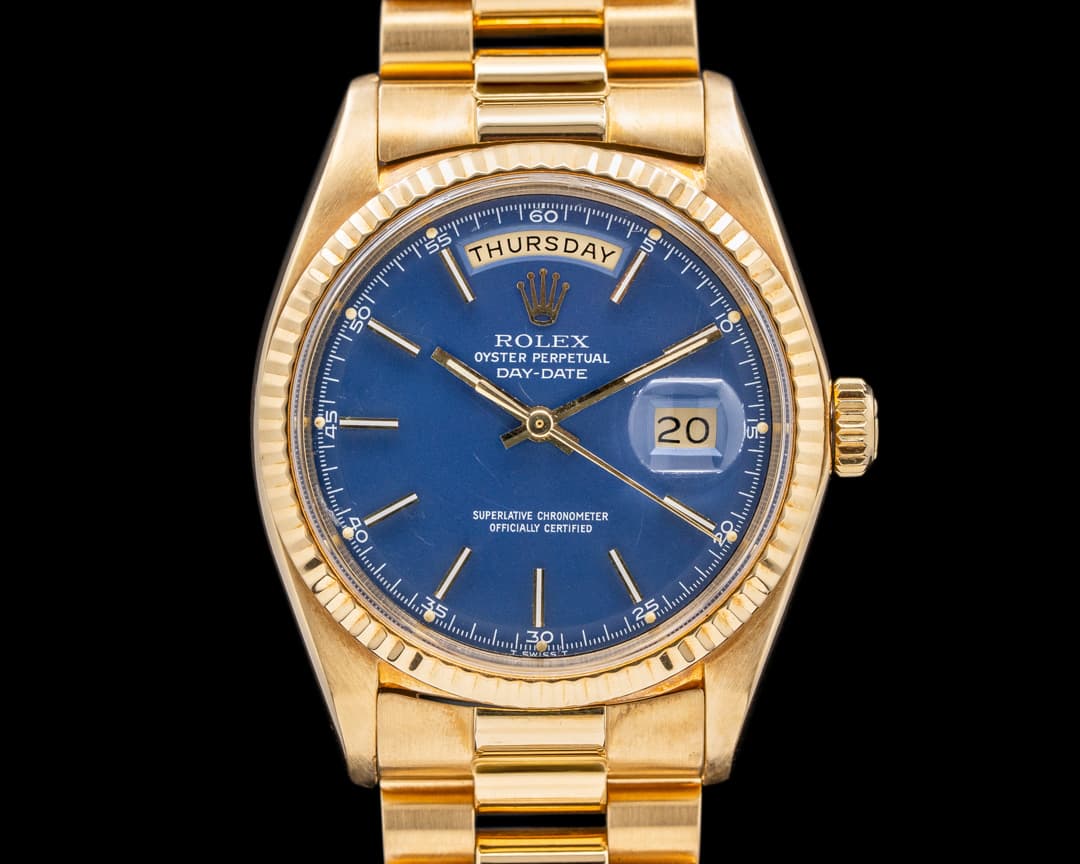 Rolex Day Date 1803 18k YG Blue Dial c. 1967 INCREDIBLE FULL SET