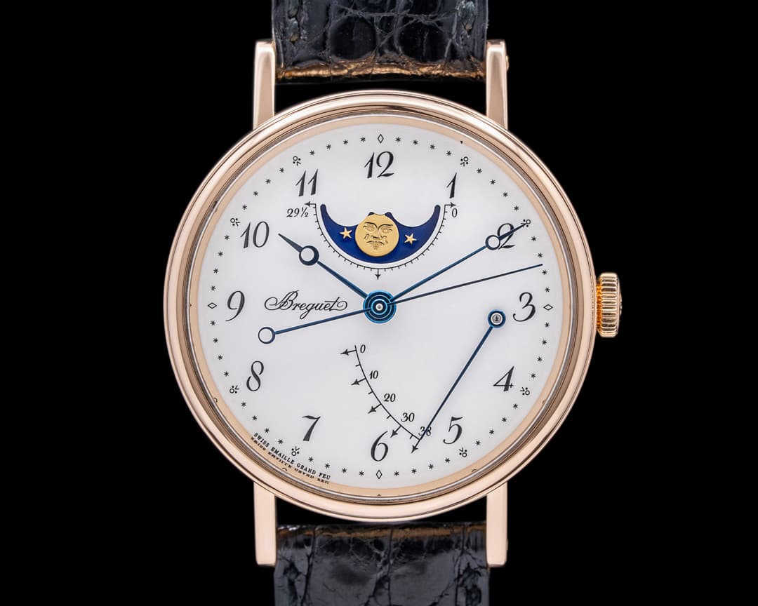 Breguet Classique Moonphase 18K Rose Gold Enamel Dial
