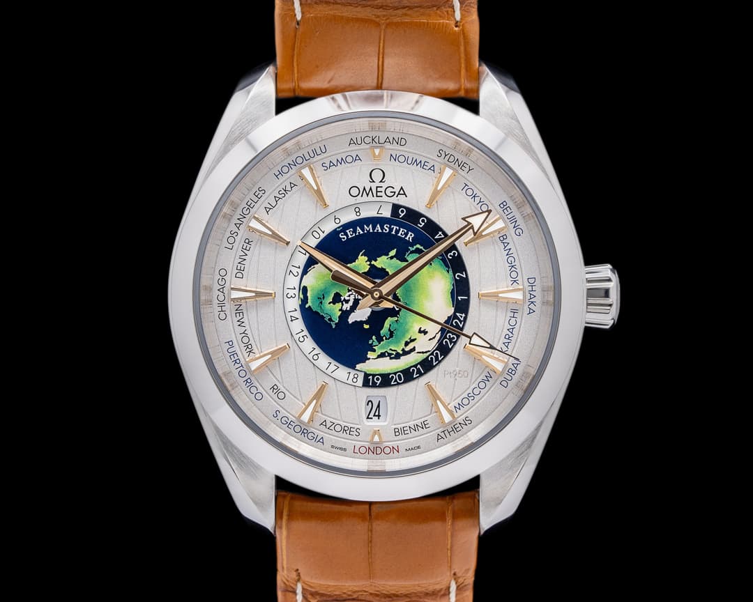 Omega Aqua Terra Co-Axial Master Chronometer GMT Worldtimer PLATINUM