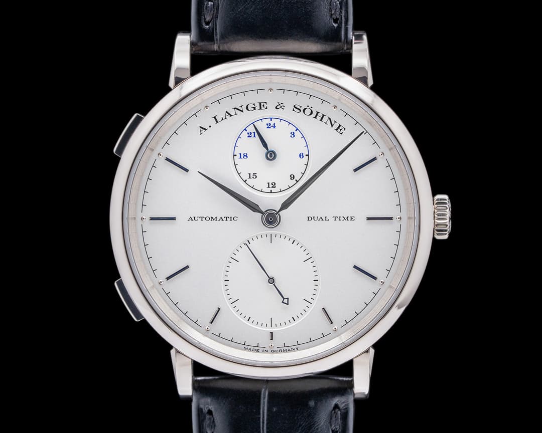 A. Lange and Sohne Saxonia 385.026 Dual Time 18K White Gold