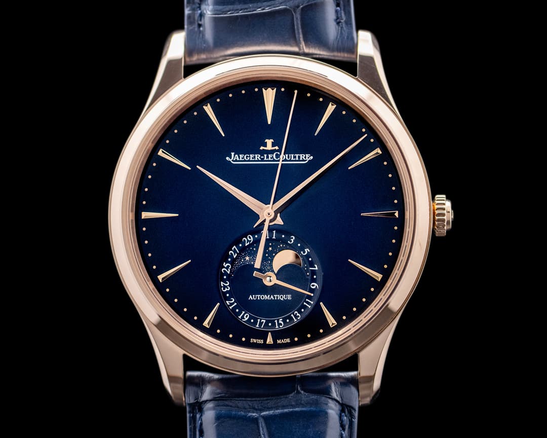 Jaeger LeCoultre Master Ultra Thin Moon 18K Rose Gold Blue Dial