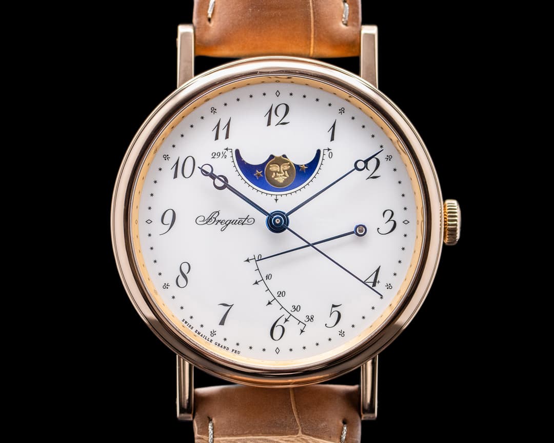 Breguet Classique Moonphase 18K Rose Gold Enamel Dial