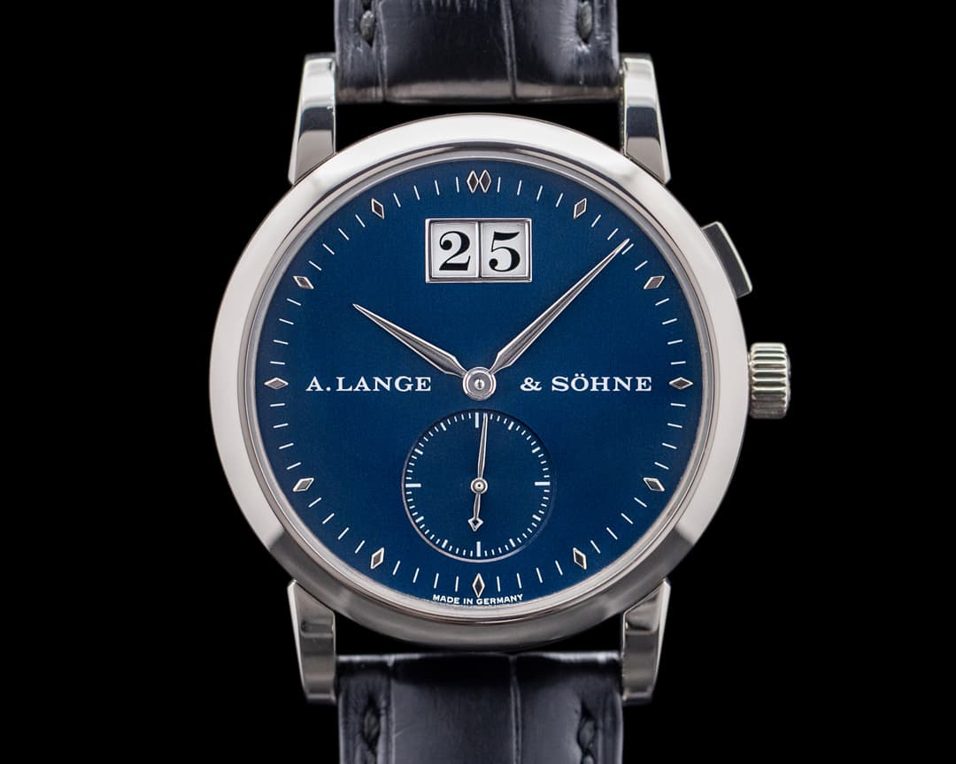 A. Lange and Sohne Saxonia 105.027 White Gold Blue Dial RARE
