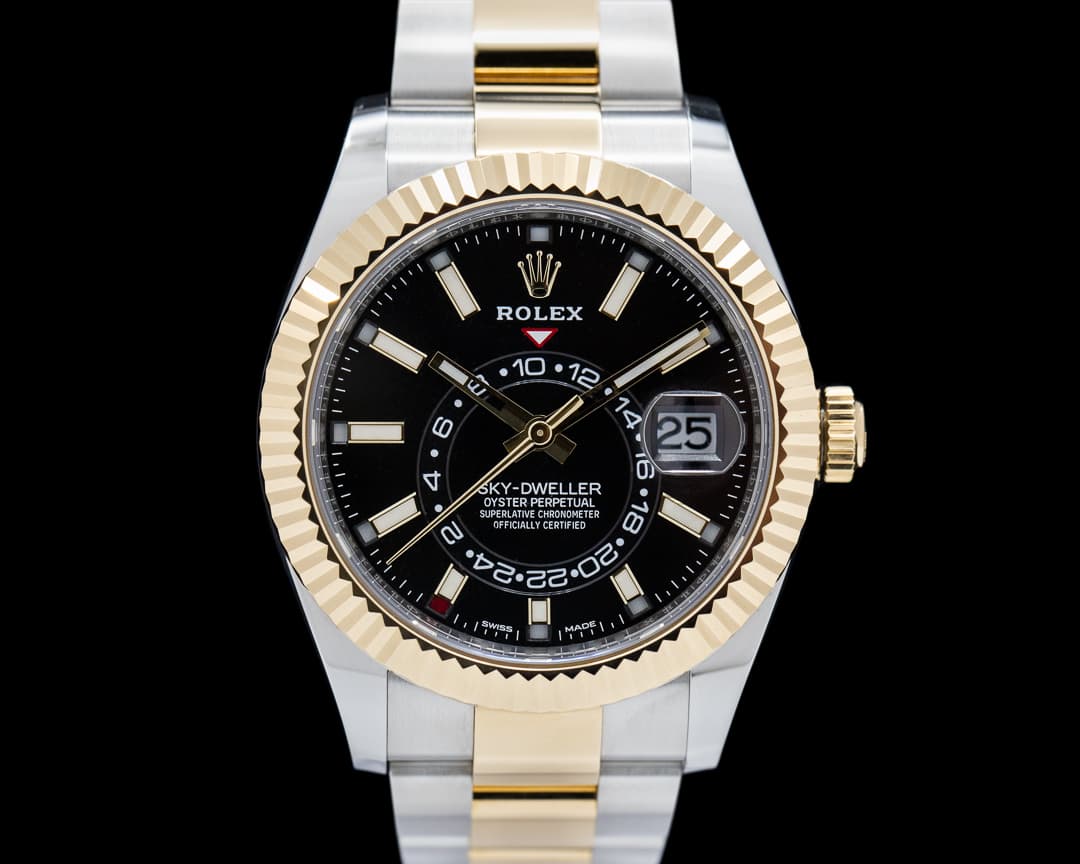 Rolex Sky Dweller 326933 Steel & Yellow Gold Black Dial 