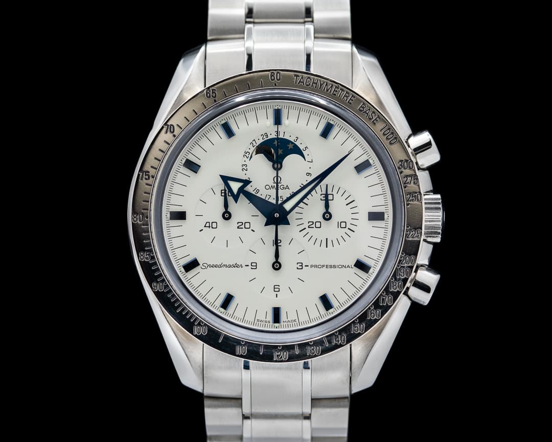 Omega Speedmaster Professional Moon Phase White Dial SS / SS