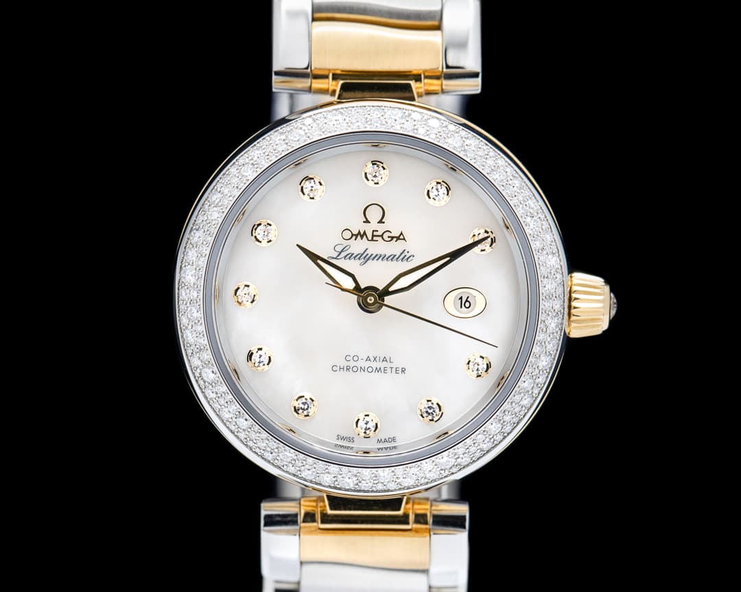 Omega De Ville Ladymatic 18k YG / SS Diamond Bezel