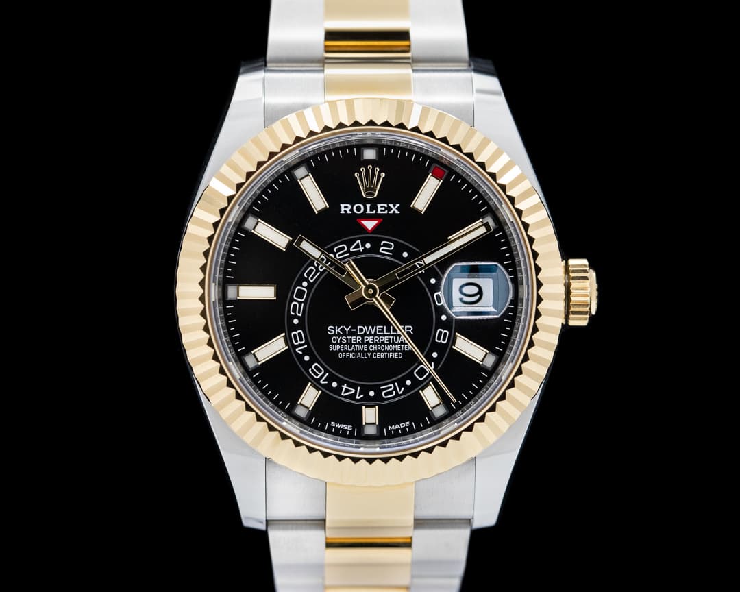 Rolex Sky Dweller 326933 Steel & Yellow Gold Black Dial