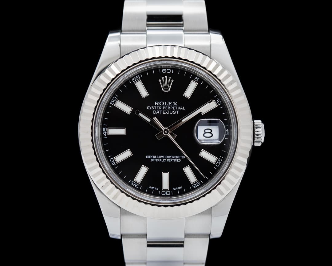 Rolex Datejust II White Stick Black Dial SS