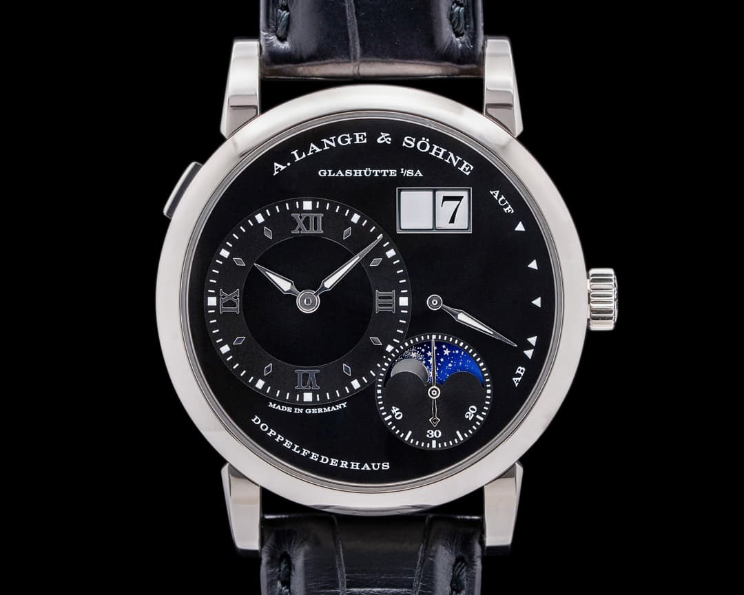 A. Lange and Sohne Lange 1 Moon 192.029 18K White Gold Black Dial