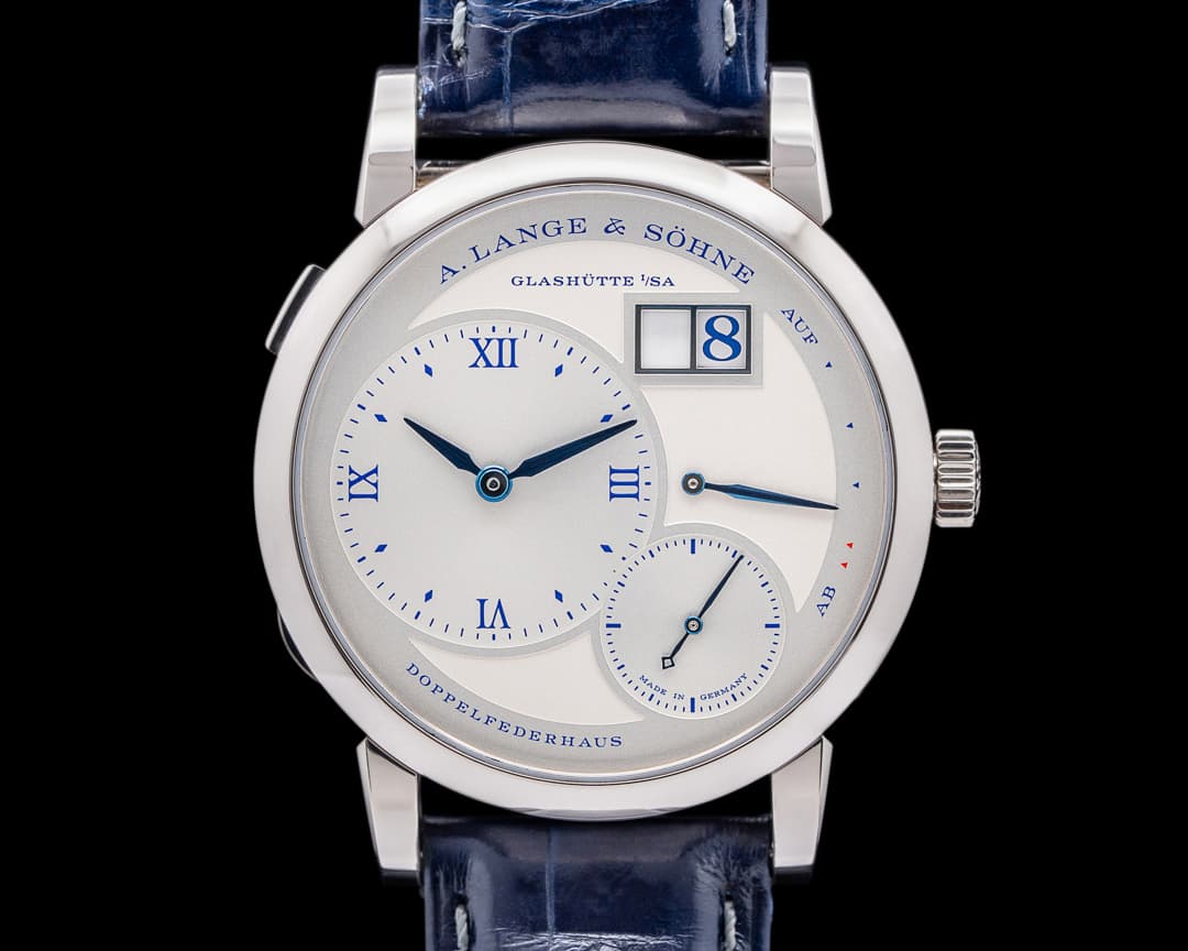A. Lange and Sohne Lange 1 25th Anniversary 191.066 18k WG Half Hunter LIMITED