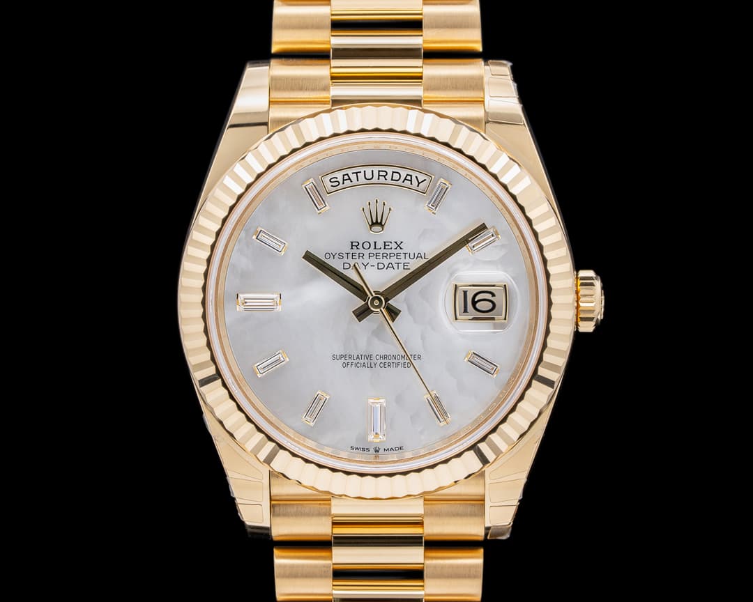 Rolex Day Date Presidential MOP Baguette Dial / Yellow Gold 2024 UNWORN