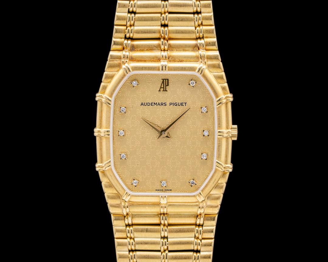 Audemars Piguet Bamboo 18k YG Bracelet diamond motif dial RARE