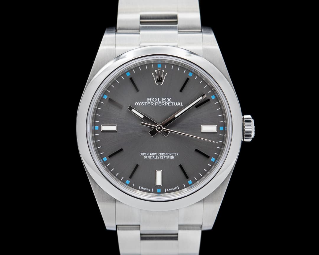 Rolex Oyster Perpetual 114300 SS Dark Rhodium Dial