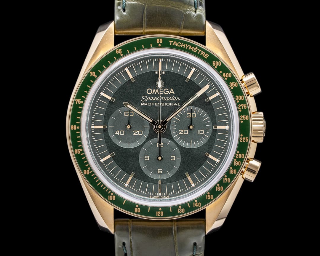 Omega Speedmaster Professional Moonshine Yellow Gold Green Dial