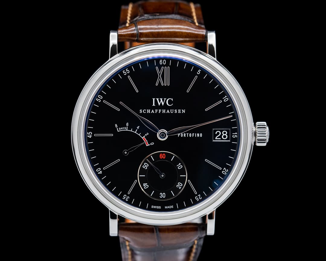 IWC Portofino Hand Wound Eight Days SS Black Dial