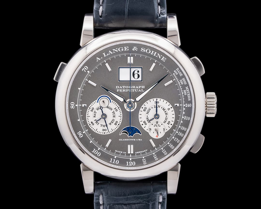 A. Lange and Sohne Datograph Perpetual 410.038 Calendar Chronograph White Gold RARE