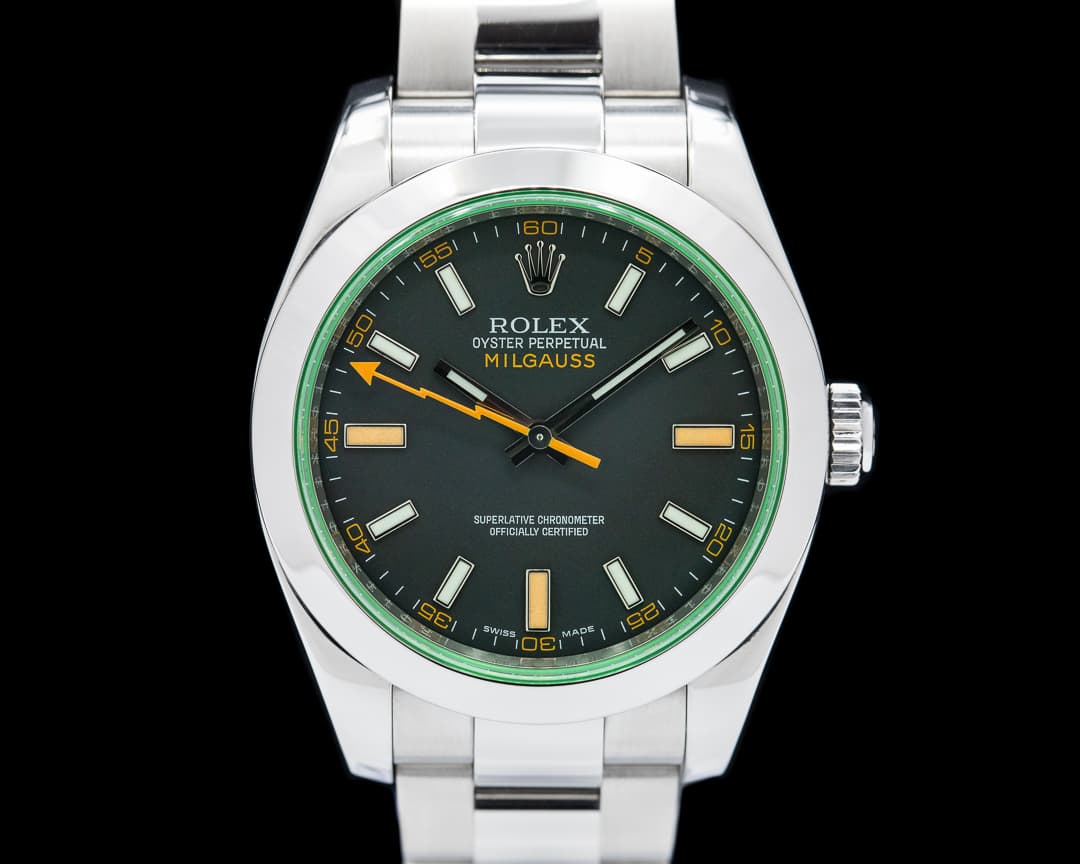 Rolex Milgauss 116400V SS Black Dial Green Crystal 2011