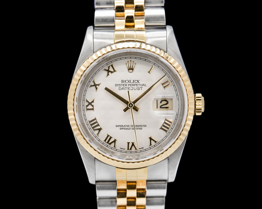 Rolex Datejust 16233 Ivory Pyramid Dial Jubilee 18K / SS