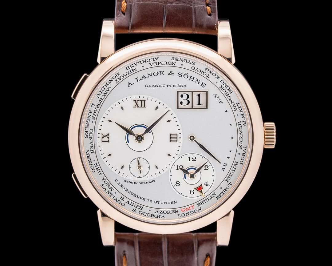 A. Lange and Sohne Lange 1 Time Zone 136.032 18K Rose Gold DEPLOYANT