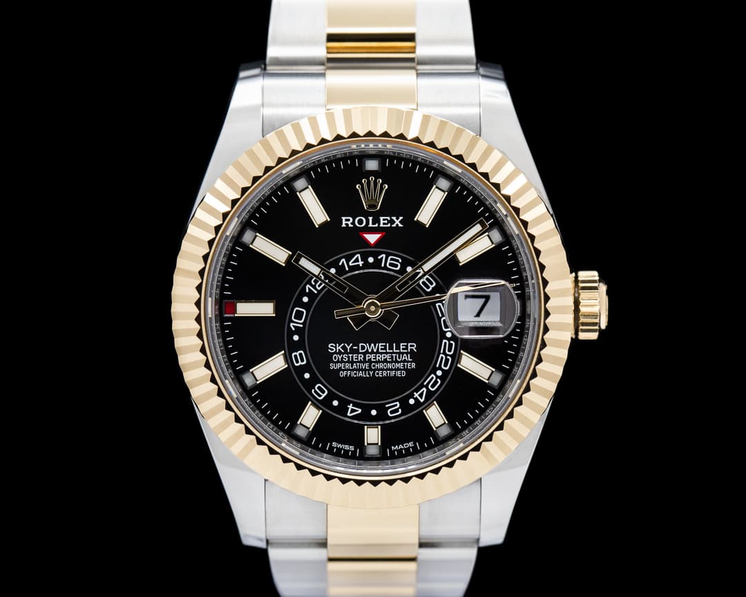 Rolex Sky Dweller 326933 Steel & Yellow Gold Black Dial
