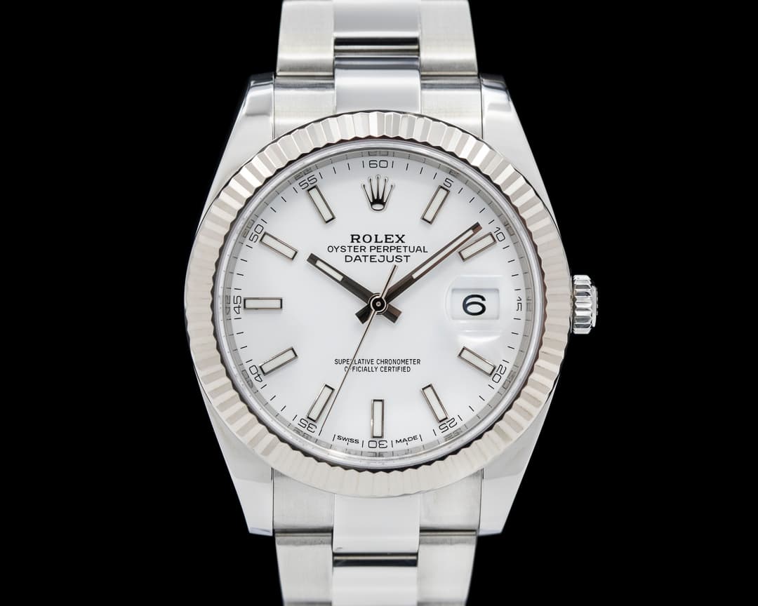 Rolex Datejust 41 White Stick Dial SS