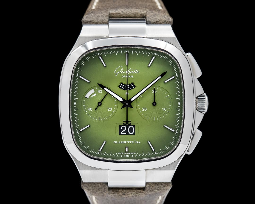 Glashütte Original Seventies Chronograph Panorama Date SS Green Dial
