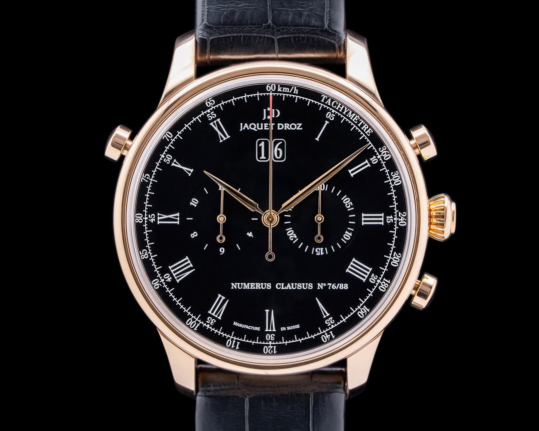 Jaquet Droz Astrale Rattrapante Chronograph 18k Rose Gold Black Dial