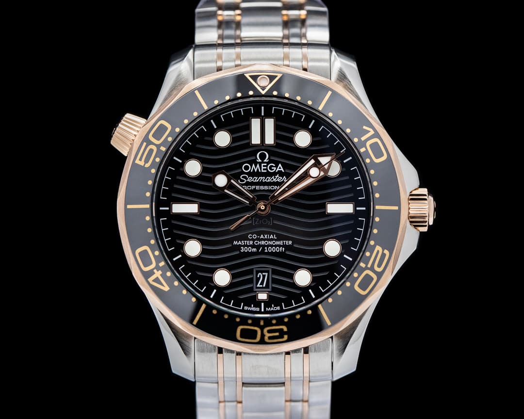Omega Seamaster Diver 300M SS/18k Rose Gold Black Dial
