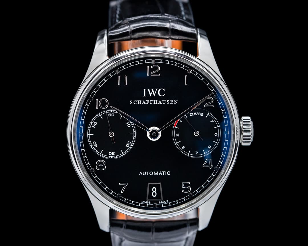 IWC Portuguese 7 Day Automatic SS Black Dial