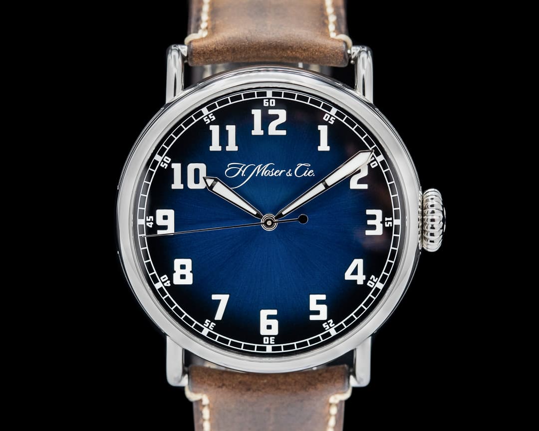H. Moser and Cie. Heritage Pilot Center Seconds Funky Blue Dial