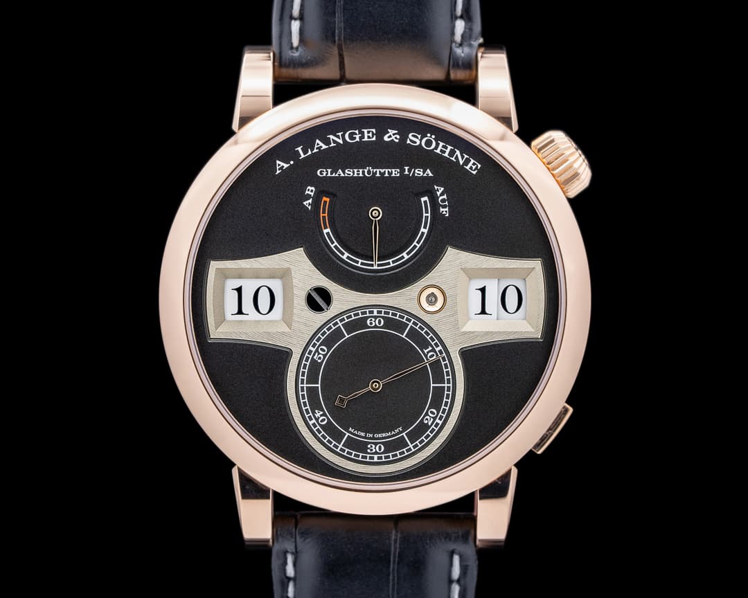 A. Lange and Sohne Zeitwerk 142.031 18K Rose Gold Black Dial