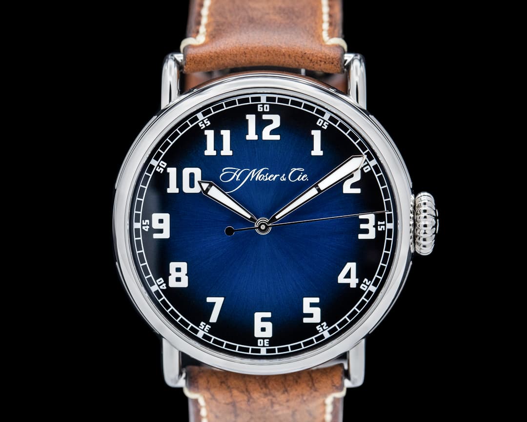 H. Moser and Cie. Heritage Pilot Center Seconds Funky Blue Dial