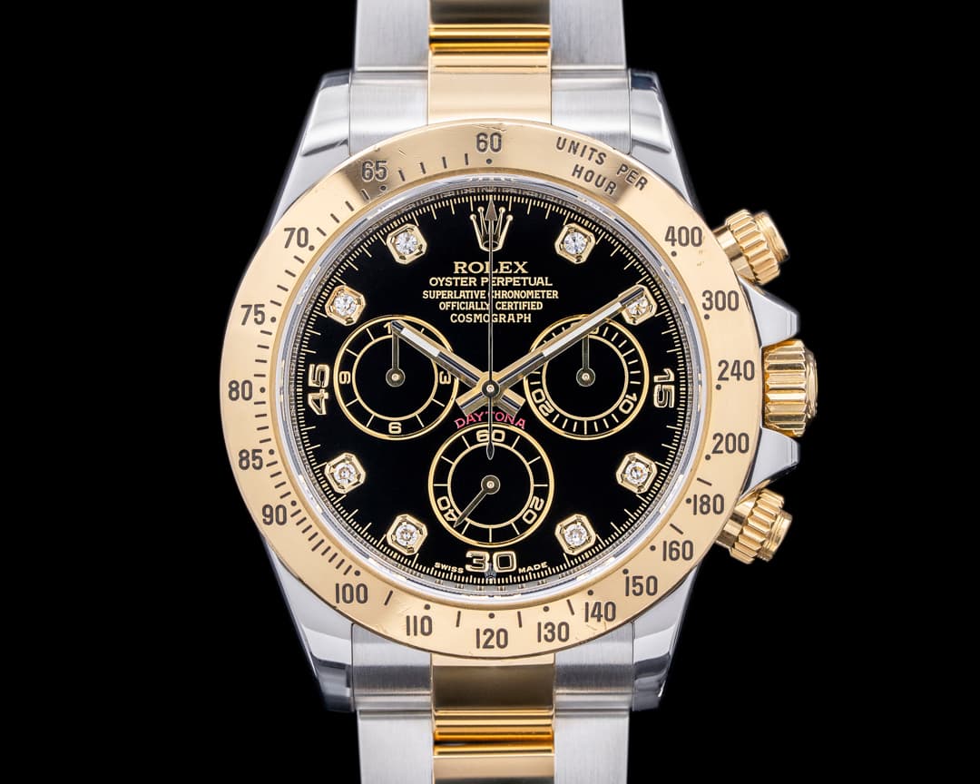 Rolex Daytona Black Diamond Dial 18K Yellow Gold / SS