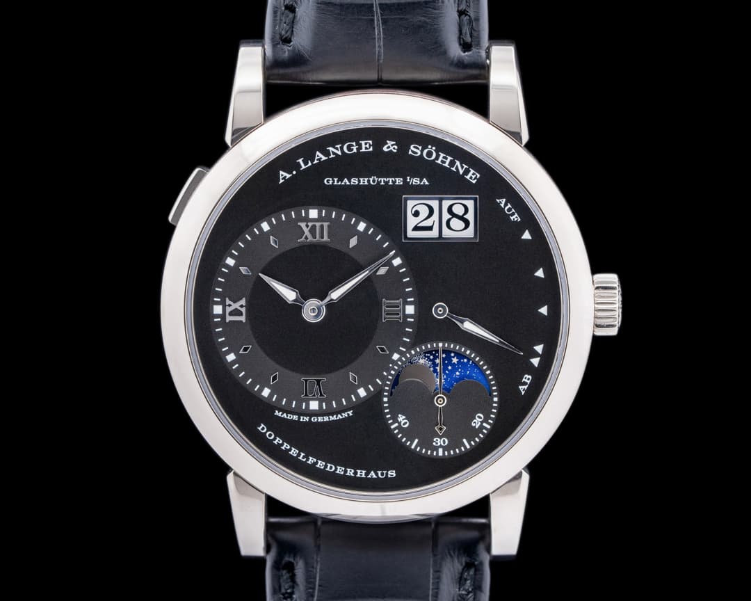 A. Lange and Sohne Lange 1 Moon 192.029 18K White Gold Black Dial