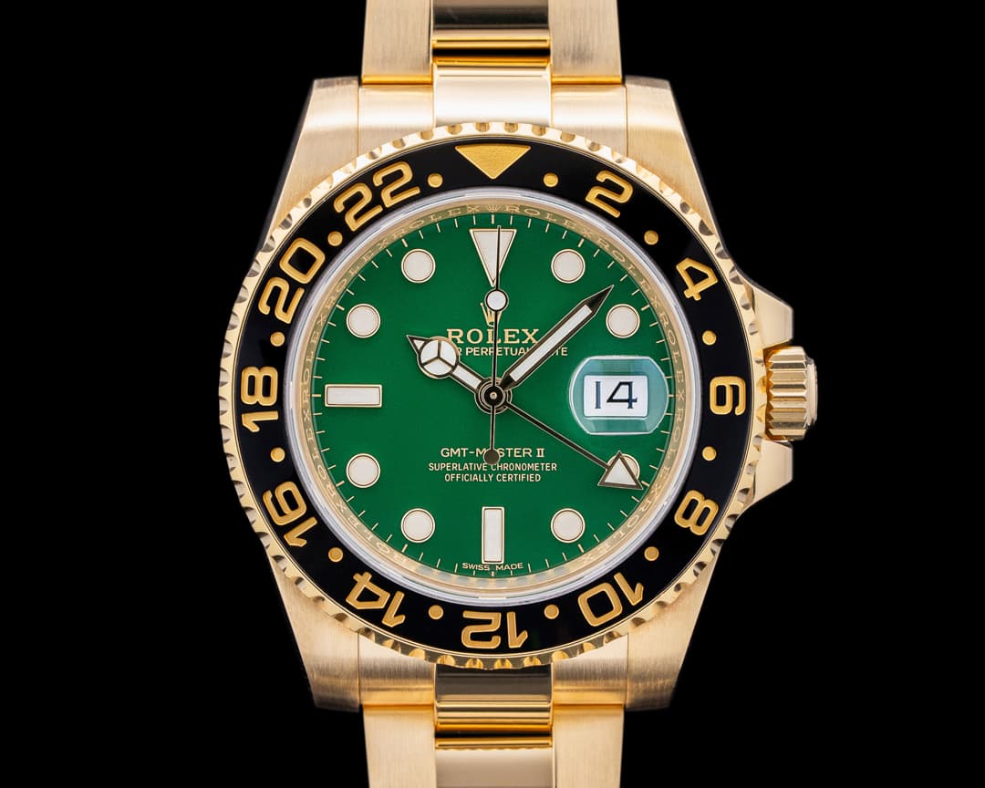 Rolex GMT Master II 116718 Green Dial 18K Yellow Gold