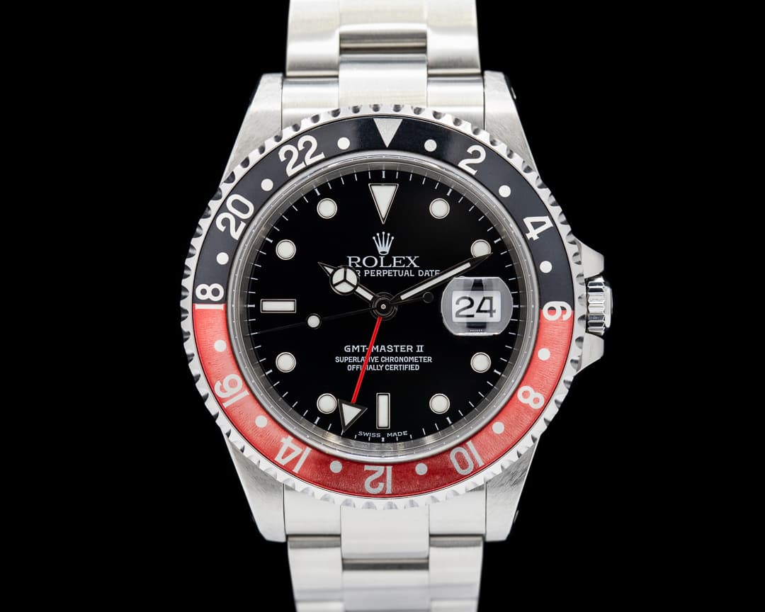 Rolex GMT Master II 16710 SS Red / Black Coke FADED Bezel SHARP