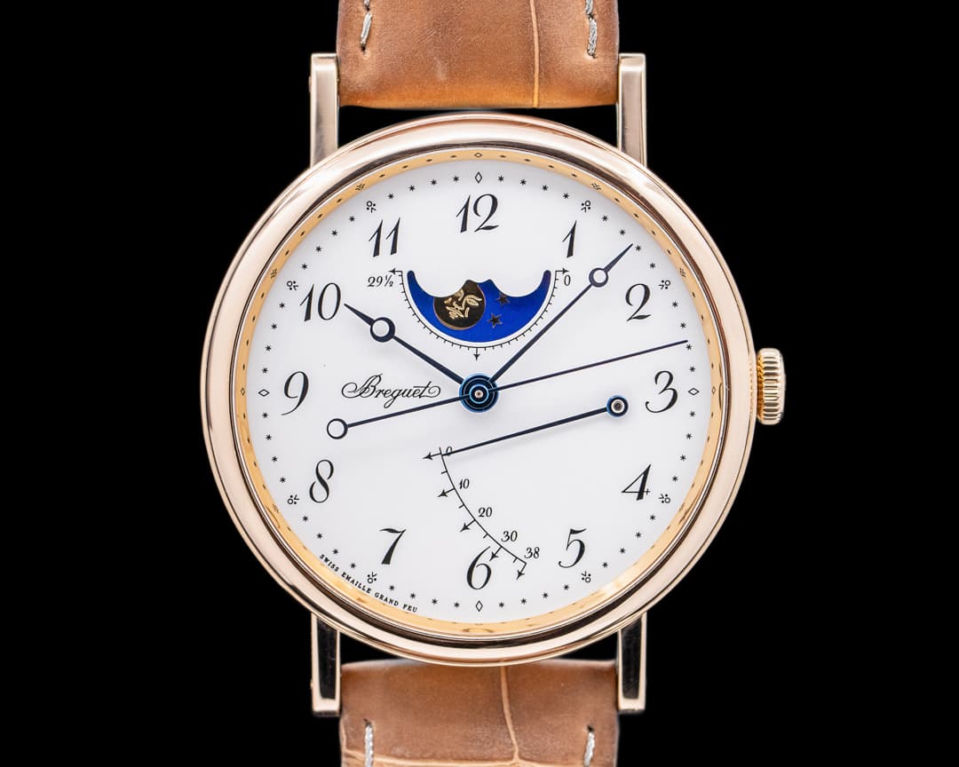 Breguet Classique Moonphase 18K Rose Gold Enamel Dial