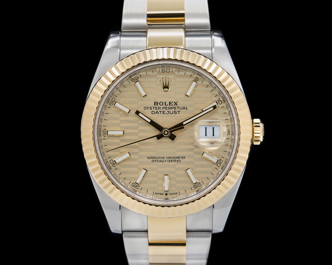 Rolex Datejust 41 Champagne Motif Stick Dial 18K / SS