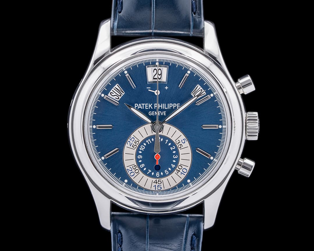 Patek Philippe Annual Calendar 5960P Chronograph Platinum Blue Dial