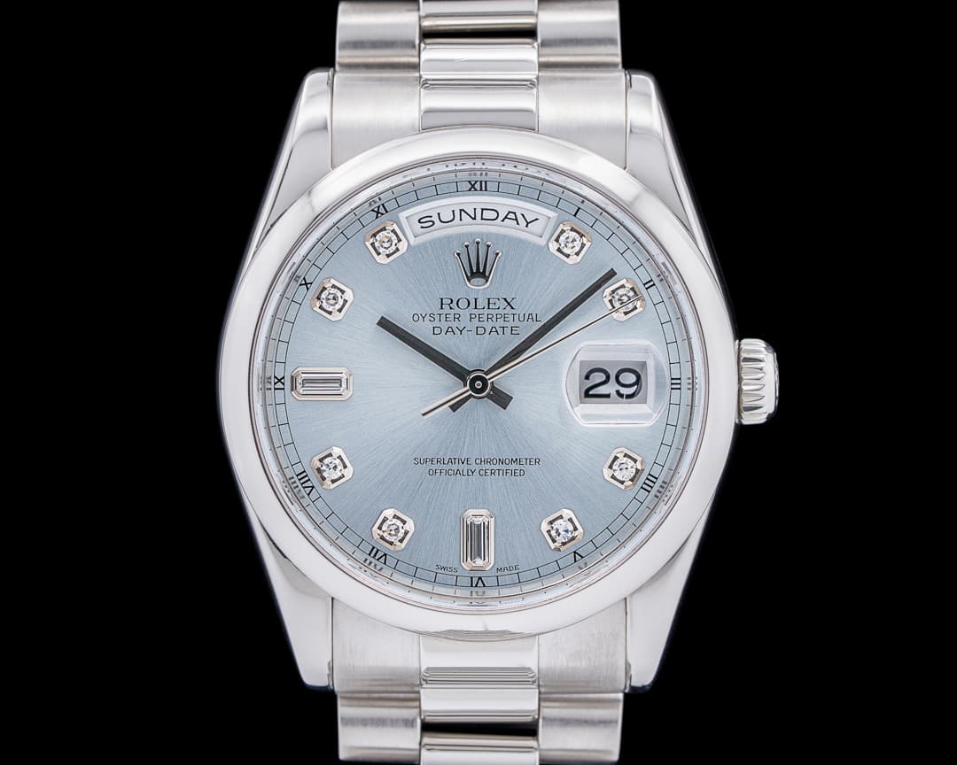 Rolex President 118206 Platinum Glacier Diamond Dial