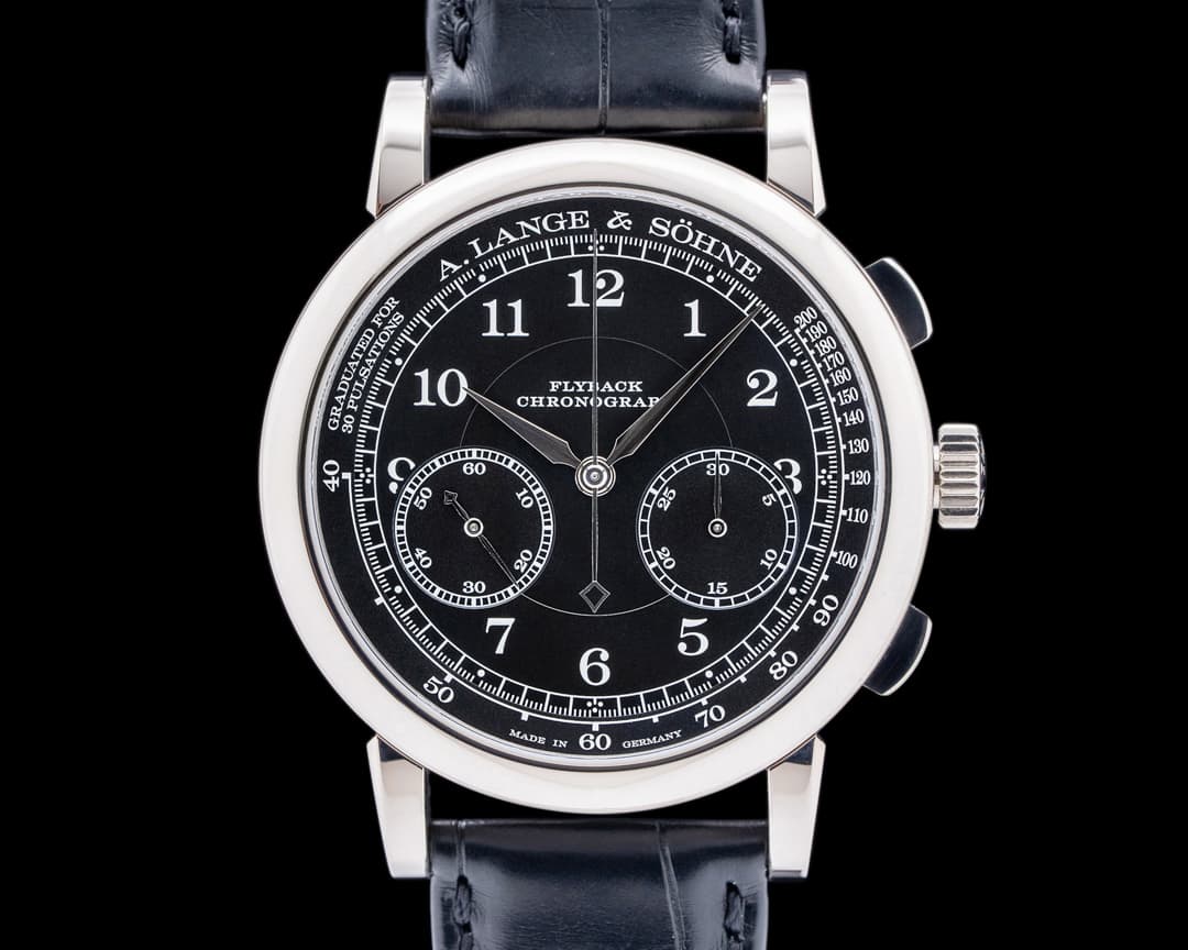 A. Lange and Sohne 1815 Chronograph 18K White Gold Black Dial 414.028 UNWORN