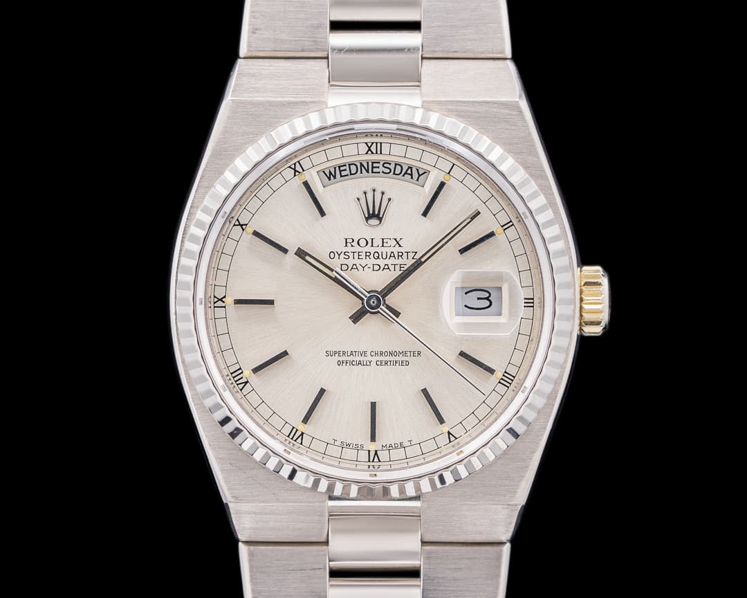 Rolex OysterQuartz Day Date 18K white Gold / Silver Dial