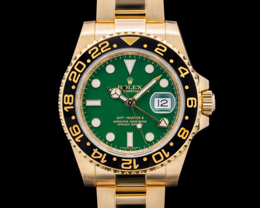 Rolex GMT Master II 116718 Green Dial 18K Yellow Gold