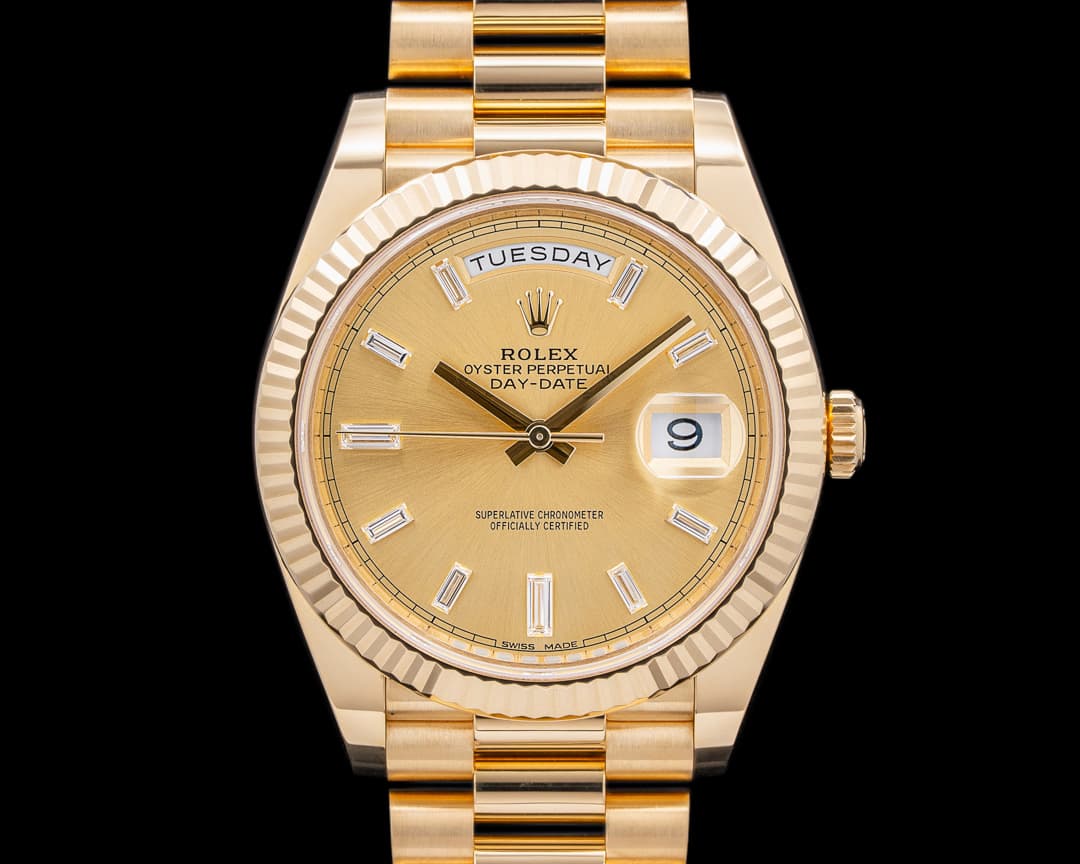 Rolex Day Date Presidential Champagne Baguette Dial / Yellow Gold 40MM