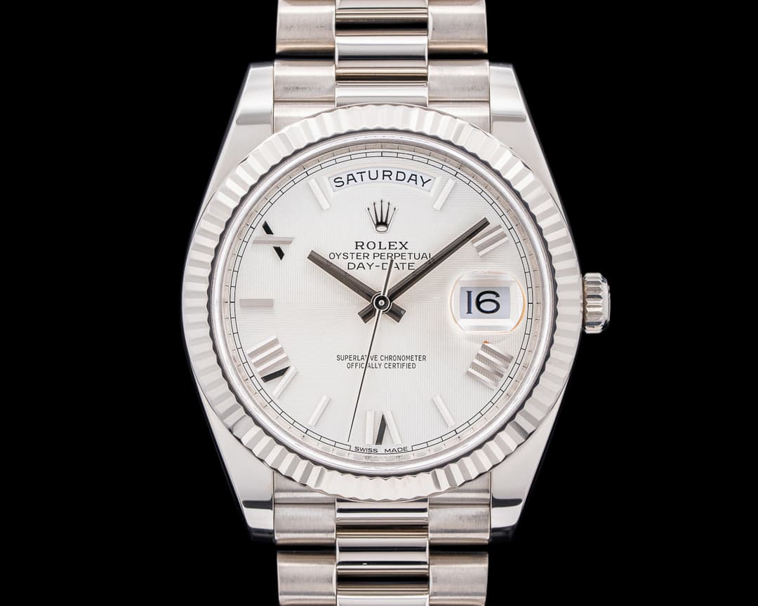 Rolex Day Date 228239 White Roman Presidential 18K WG 40MM