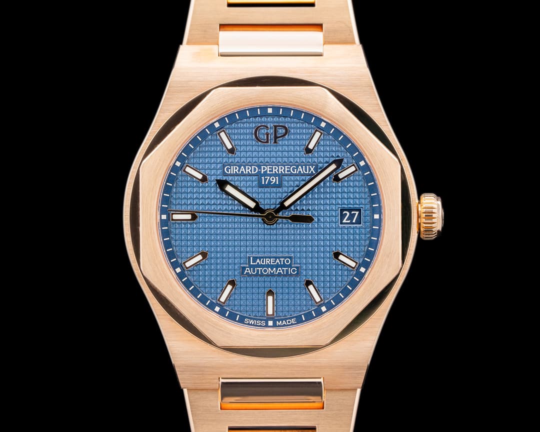Girard Perregaux Laureato 18K Rose Gold 38mm Blue Dial