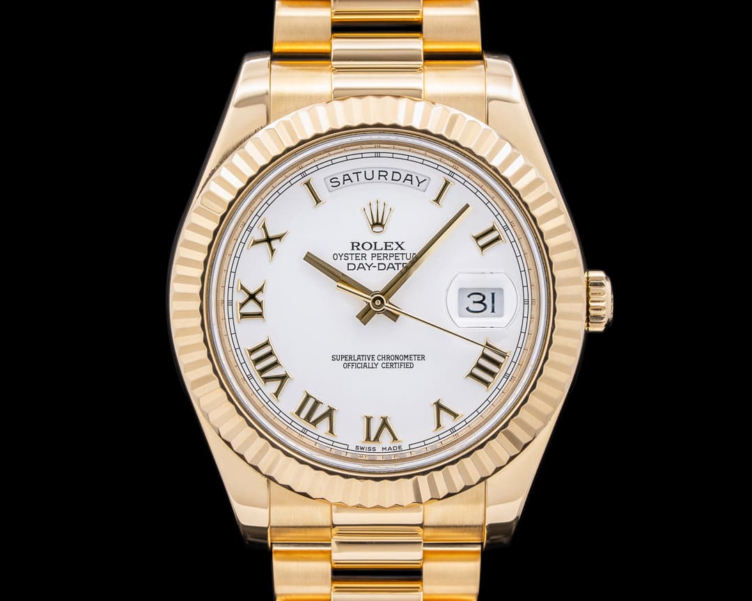 Rolex Day Date II President 18K Yellow Gold White Roman Dial