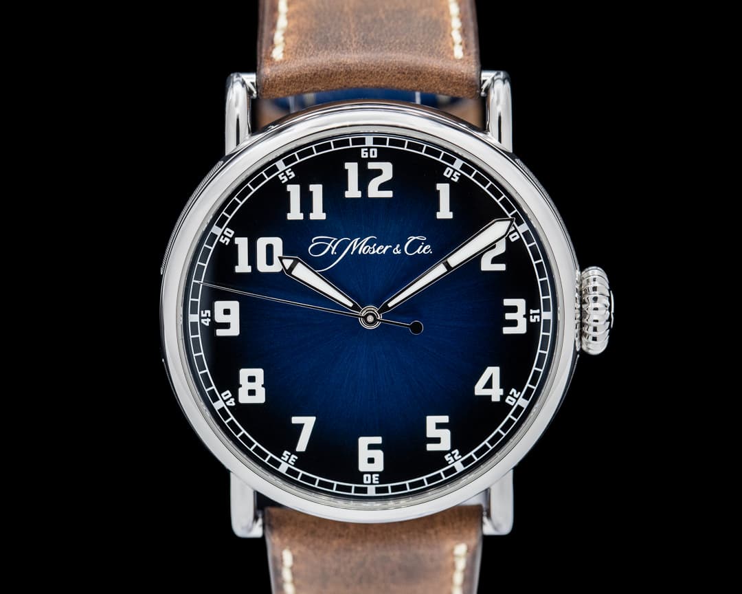 H. Moser and Cie. Heritage Pilot Center Seconds Funky Blue Dial