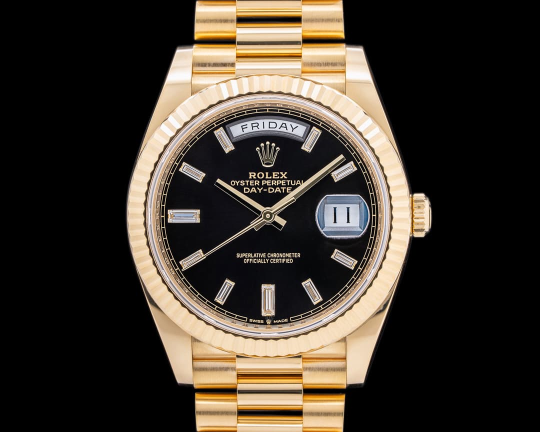 Rolex Day Date Presidential Black Baguette Dial / Yellow Gold 40MM